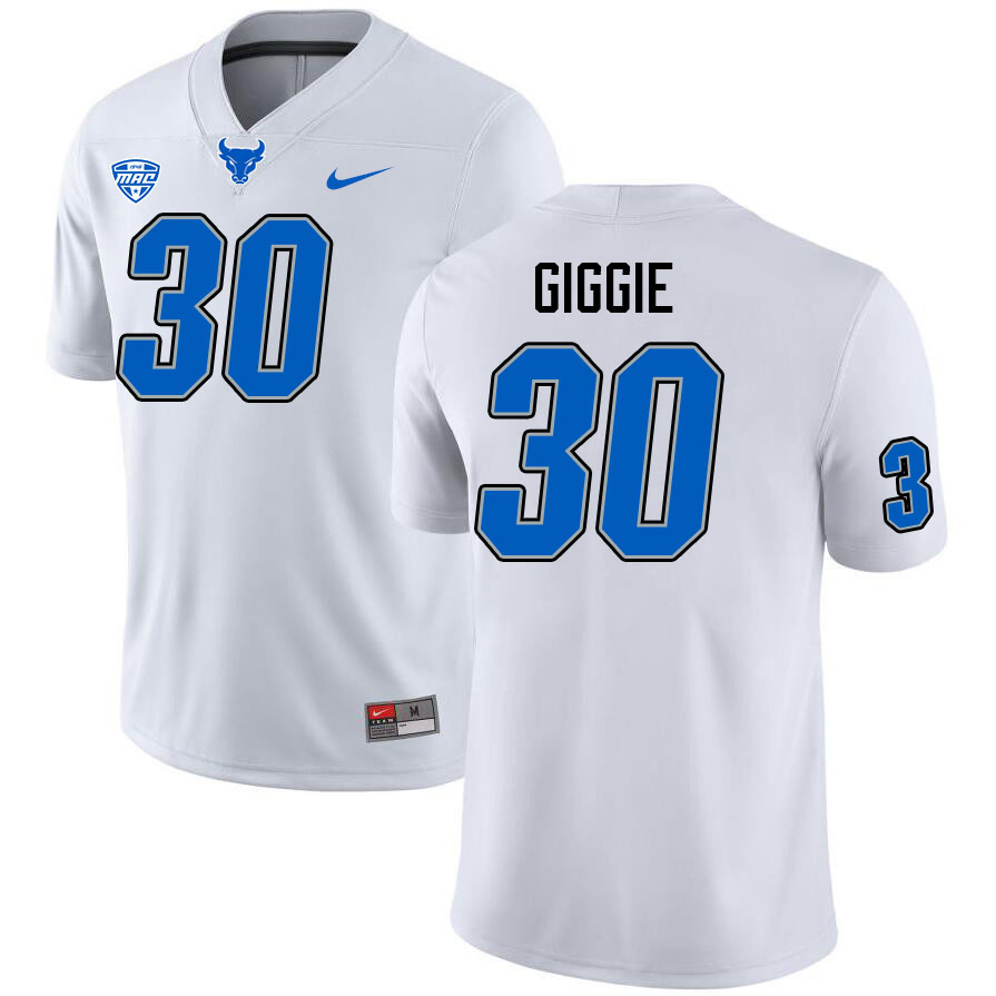 Buffalo Bulls #30 Joseph Giggie College Football Jerseys Stitched Sale-White